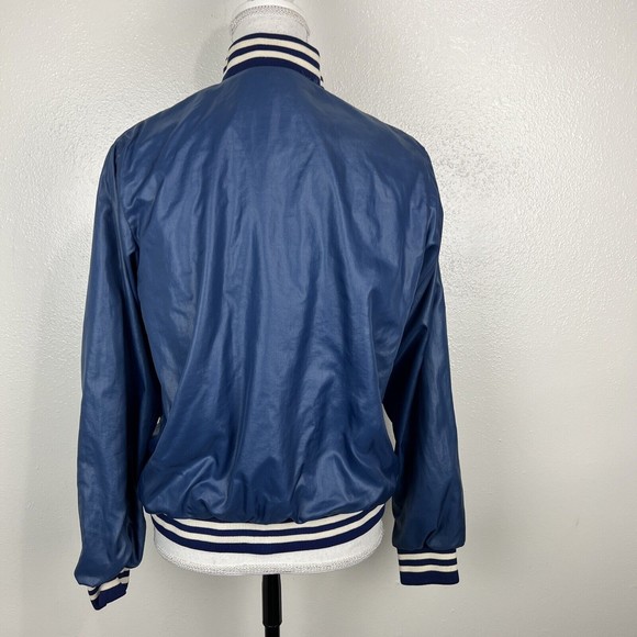 Vintage Changing Scene Jacket Women Large Blue White Varsity Button Up Juniors - Picture 4 of 15